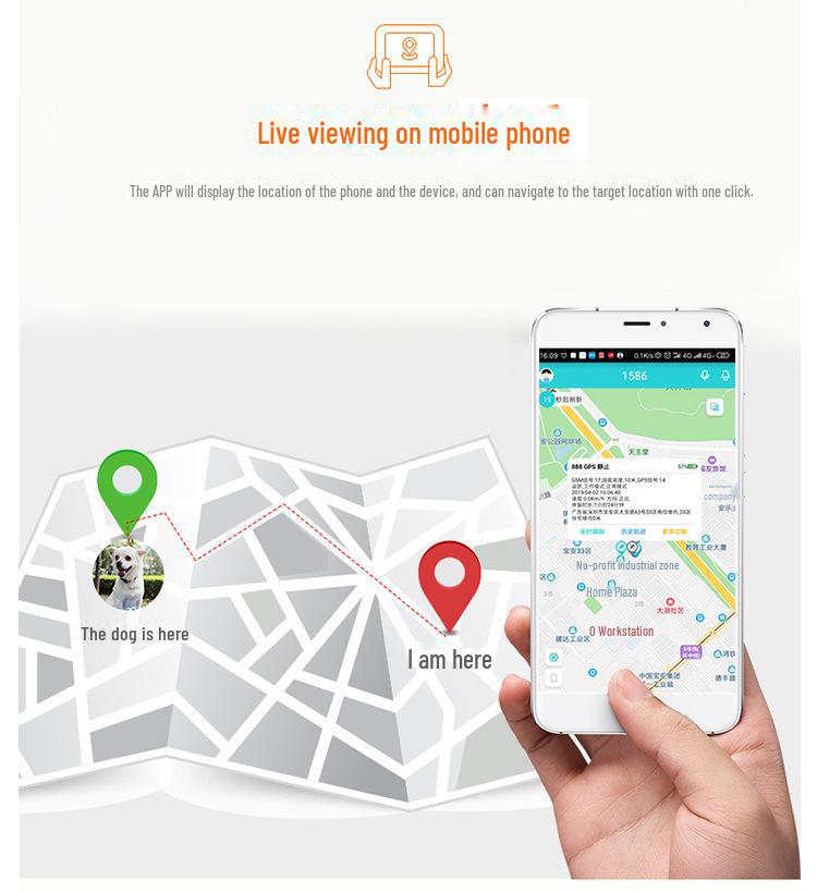 Водонепроницаемый GPS-трекер и локатор для домашних животных со звуковым/световым искателем для собак и кошек