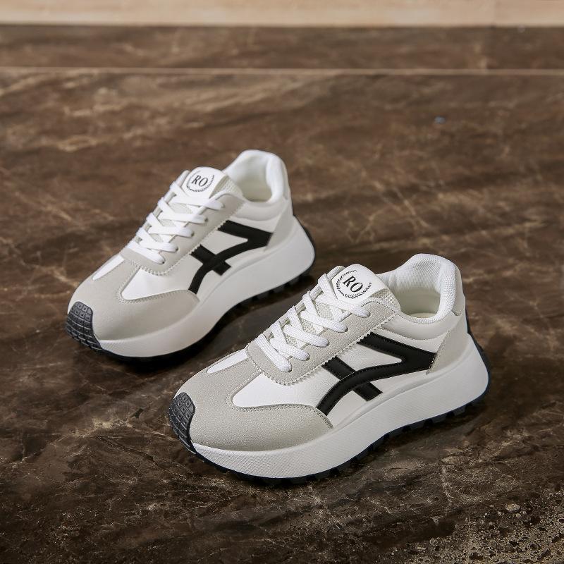 Женские повседневные туфли на толстой платформе Dad Shoes со шнуровкой, нескользящие, для ходьбы, удобные кроссовки из искусственной кожи для бега и тенниса для женщин, дышащие кроссовки