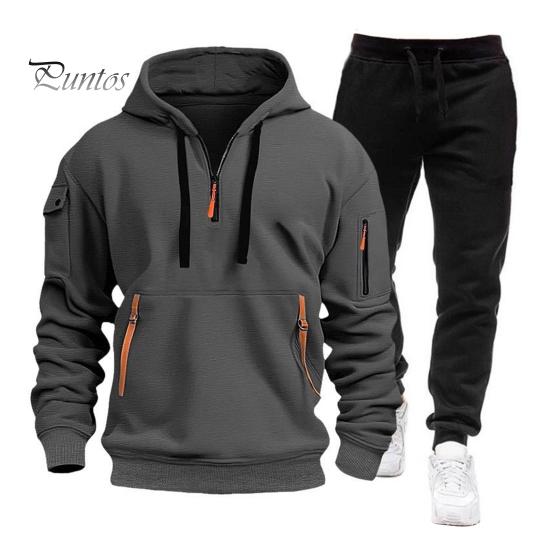 Комплект из 2 предметов: мужская толстовка, брюки, комплект с капюшоном, завязками на шнурке, длинные спортивные топы с эластичной талией, длинные брюки, однотонный мешковатый спортивный костюм
