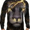 Men's Portrait Lion Print Long Sleeve Autumn T Shirt Pullover Comfortable Fit Street Casual Shirt Bottom Top Plus Size