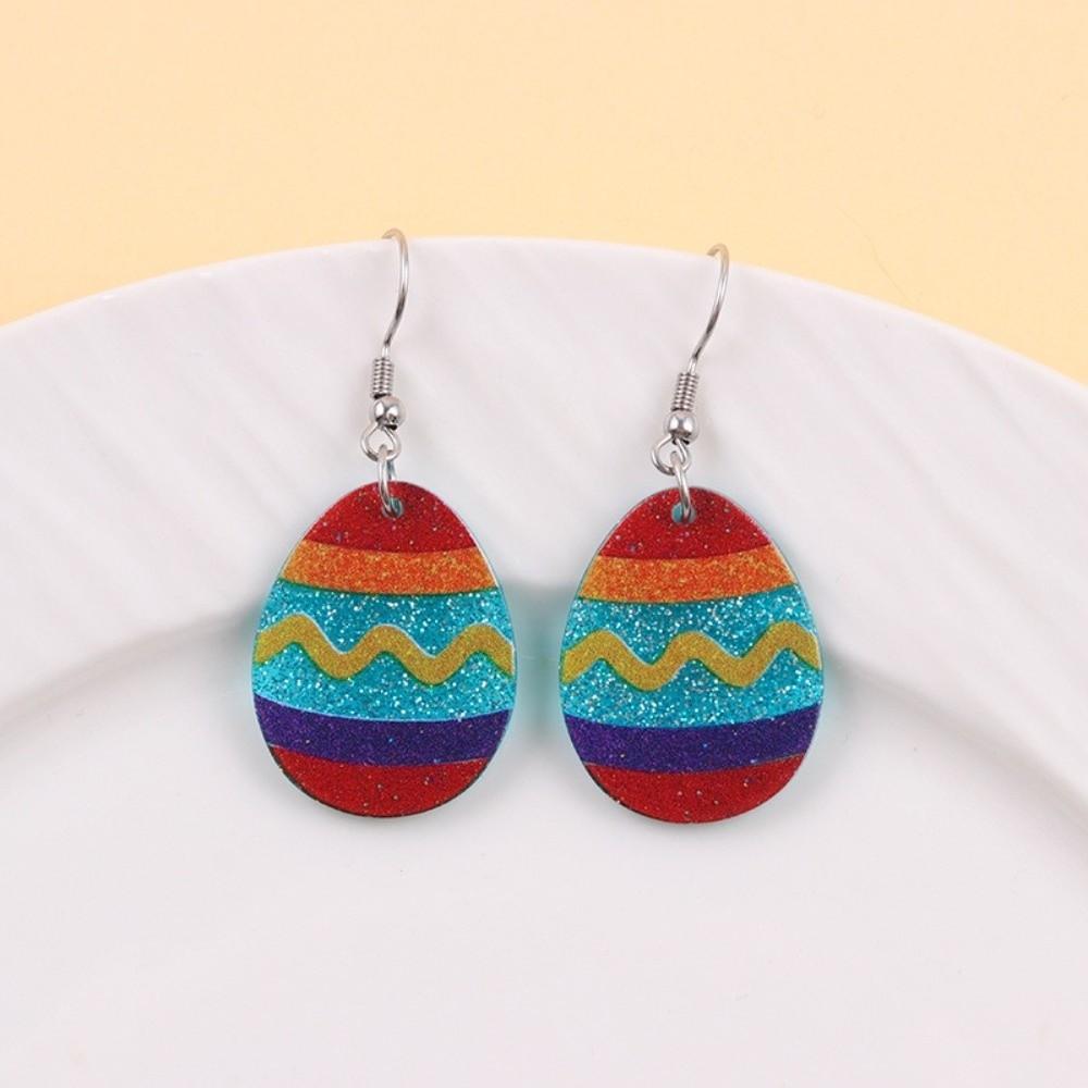 Cartoon Easter Egg Earrings Acrylic Easter Egg Dangle Earrings Bunny Pendant Earrings  Gifts