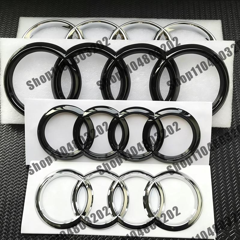 2026 Hot 3D ABS 4 Rings Logo qaz13 Emblem Car Front Hood Emblem Bonnet Badge Rear Trunk Badge For qaz13 A3 A4 A5 A6 A7 A1 Q2 Q3 Q5 Q7 Q8 TT