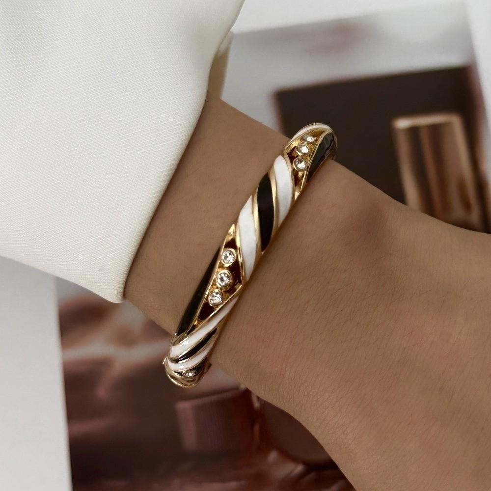 Gold Plated Bangle Bracelet Drip Oil Finish Bangle Jewelry Gift Wrist Jewelry Party Daily Wear