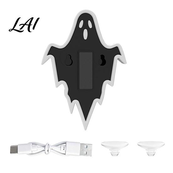 Ghost Shape Window Decorations Solar Car LED Light USB Wireless Animated Warning Lights for Windshield And Auto Display Rear Window 6 Modes Suction