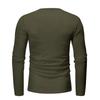 Men's Round Tie Button T-shirt Solid Color Casual Fashion Long-sleeved Top