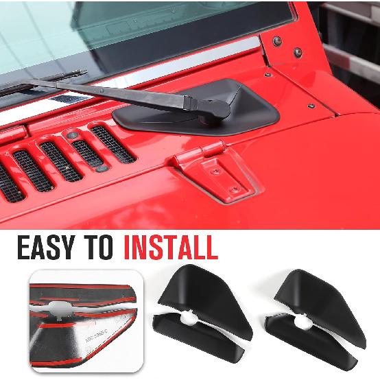 Декоративная накладка на основание переднего стеклоочистителя для Jeep Wrangler JK и Unlimited 2007-2018 (черный)