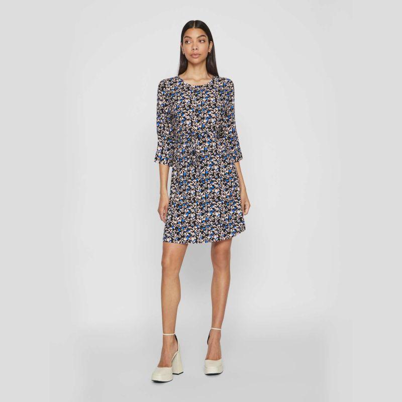 Женское короткое платье с цветочным принтом и рукавом 3/4 VILA