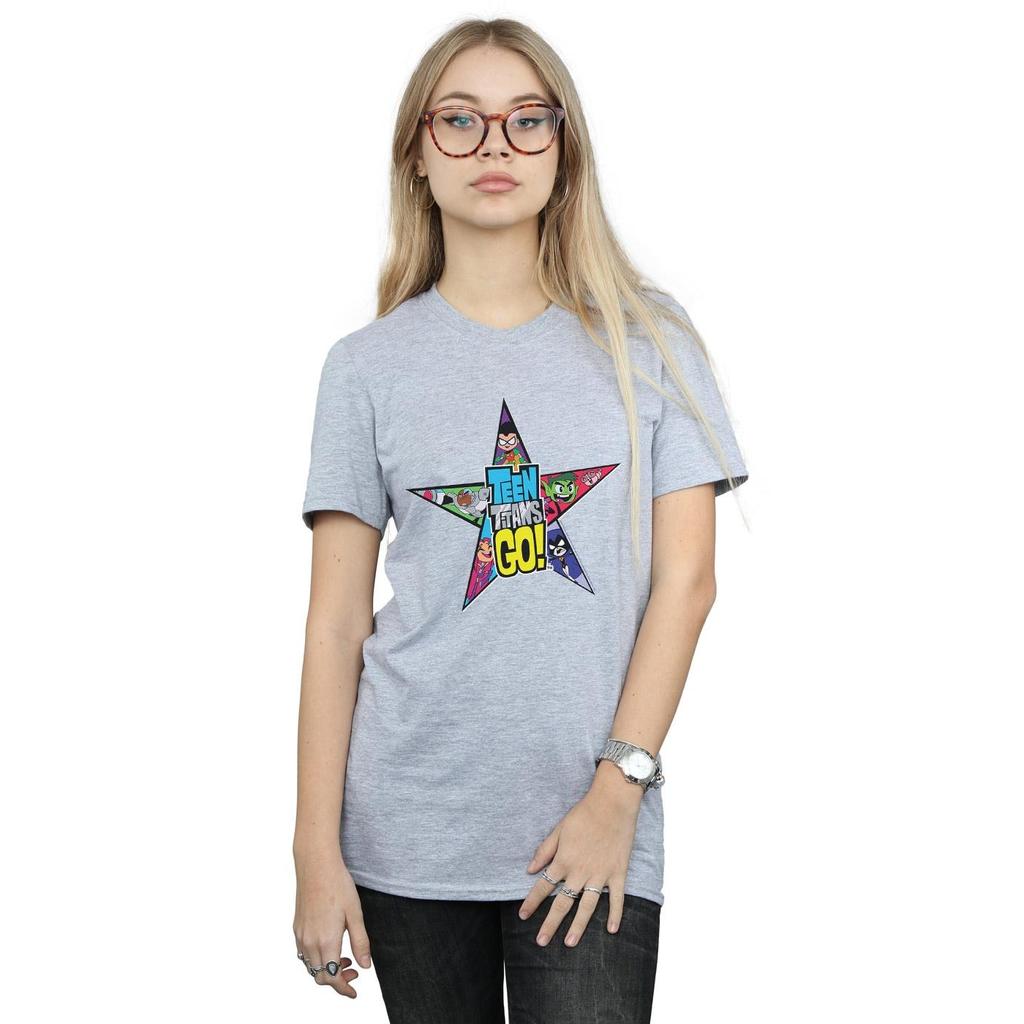 DC Comics Womens/Ladies Teen Titans Go Star Logo Cotton Boyfriend T-Shirt