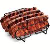 Non Stick Rib Rack Porcelain Coated Steel Roasting Stand Holds 4 Rib Racks for Grilling & Barbecuing