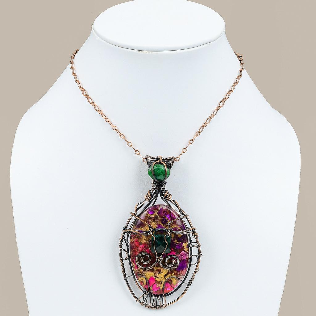 Натуральная медная колючая устрица, драгоценный камень, медная проволока, подарочная подвеска 3,98 дюйма Q6J68