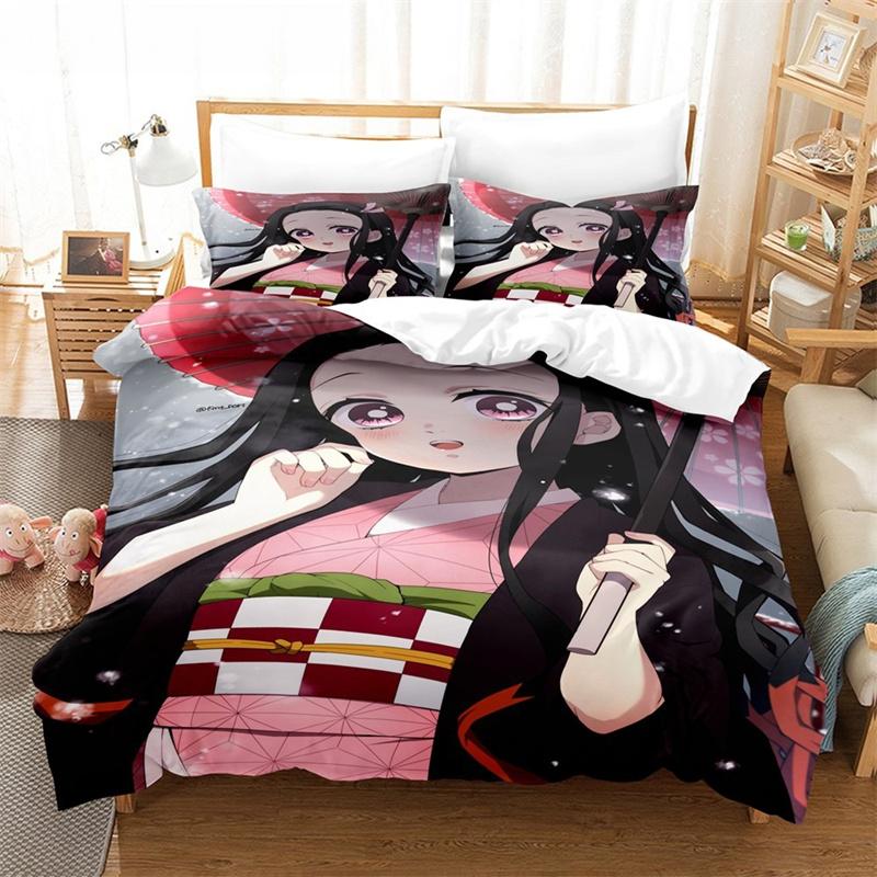 Новый аниме Kamado Nezuko пододеяльник Demon Slayer комплекты постельного белья для детей мальчиков девочек постельное белье Queen King Full Twin Single Size комплекты