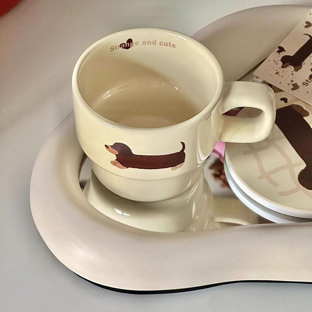 1/2Pcs Dachshunds Dog Coffee Mugs,Cute Ceramic Cup with Handle for Juice Milk Tea,Home Funny Water Mug for Lovers Friends Gifts