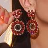 Fashion Stained Glass Crystal Flower Earrings Personalized Exaggerated Women's Earrings