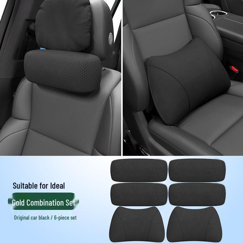 Li Auto L6-L9 MEGA Headrest Neck & Lumbar Support Pillow in Suede – Soft Car Interior Accessory