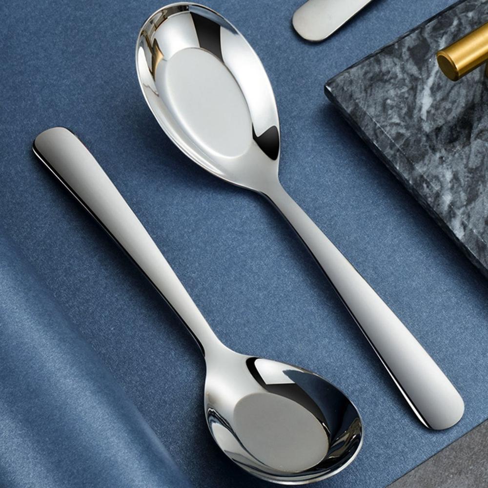 Home Cooking Stainless Steel Kitchen Soup Spoon Flatware Dinner Scoop Tableware