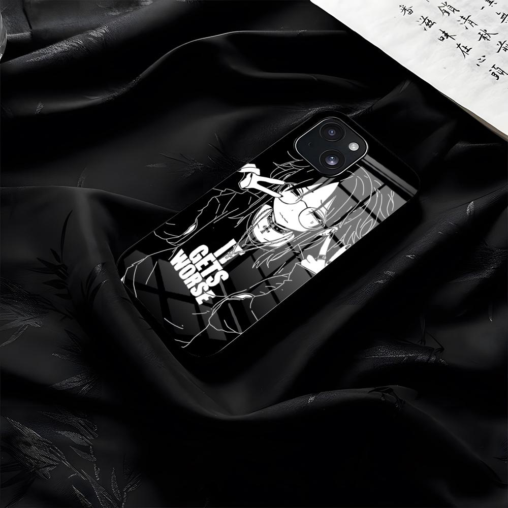 Anime Halftone Monokuro Girl Phone Case For IPhone 17 Pro Max 16 15 14 Pro Max 13 11 Plus Glass Cover