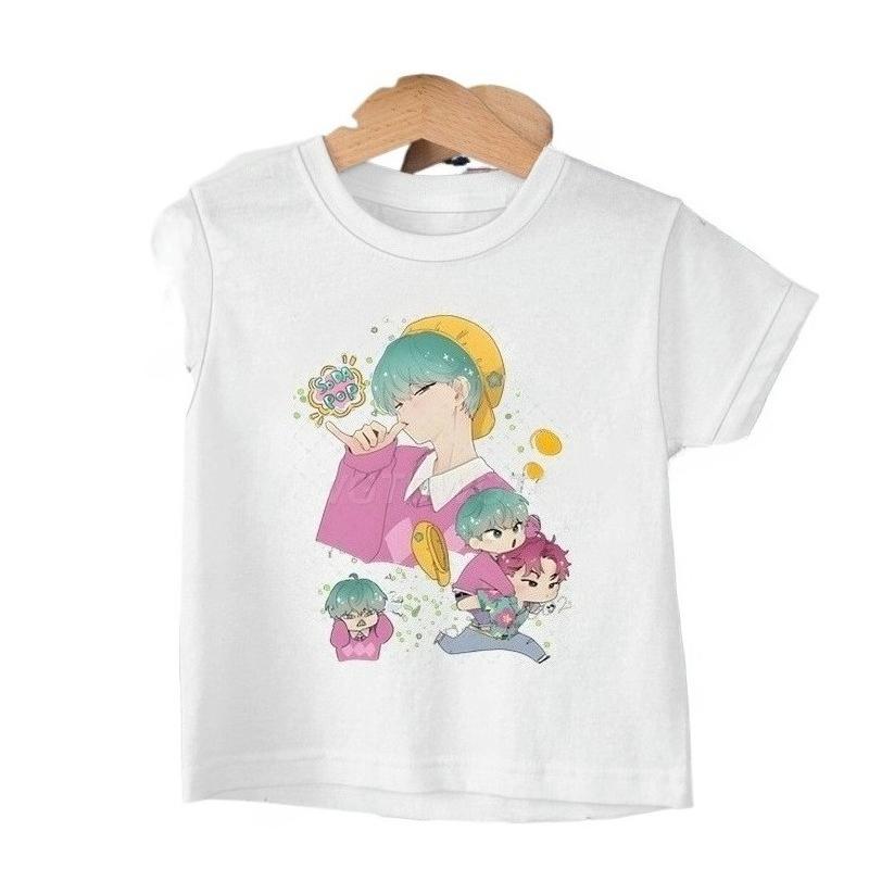 Летняя футболка с коротким рукавом с принтом K-pop Demon Hunters Saja Boys для девочки, удобная футболка с коротким рукавом в повседневном стиле