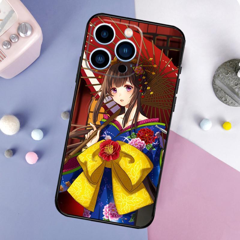 Чехол для мобильного телефона Apple IPhone15, чехол для мобильного телефона с японской анимацией Geisha, защитный чехол от падения с рисунком, защитный чехол для мобильного телефона Huawei