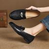 New Comfortable Casual Lazy Shoes Leather Shallow Mouth Low-top Single Shoes Women's Round Head Beef Tendon Soft Sole Shallow Mouth Large Size Wo