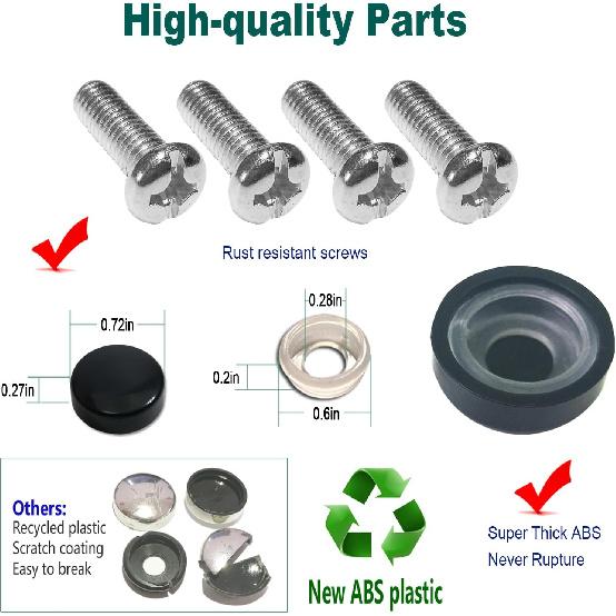 Silicone License Plate Frame With Cover Combo- Flat Clear License Plate Shield And Rustproof Black Car Tag Holder, 1 Set Unbreakable Transparent