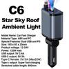 Выдвижное автомобильное зарядное устройство со Starlight Type-C 120 Вт Автомобильное зарядное устройство Адаптер 4 в 1 Автомобильное зарядное устройство для телефона с 2 портами USB Star Top Light