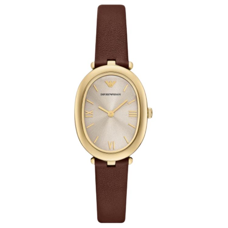 Emporio Armani Двухстрелочные коричневые кожаные часы AR11708