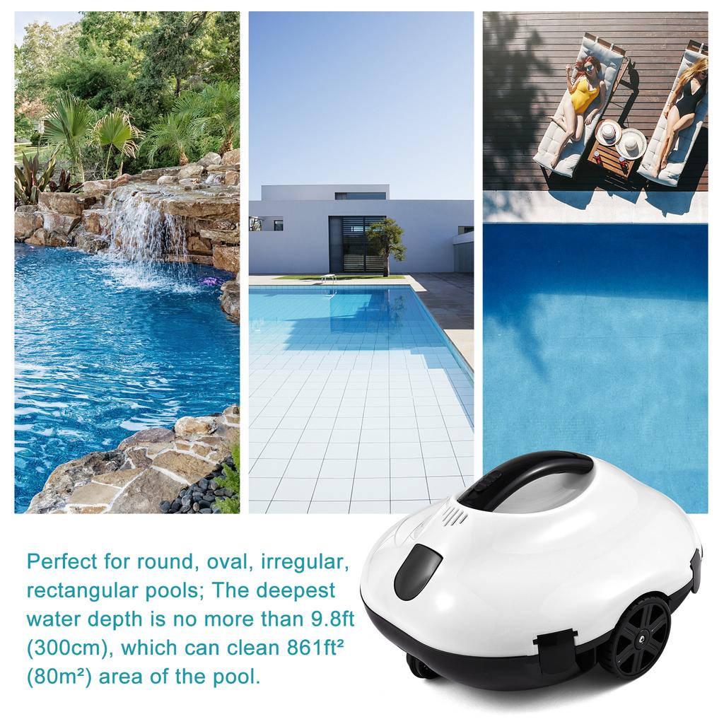 Беспроводной роботизированный очиститель бассейна Пылесос для бассейна Мощное всасывание Плавная работа длится 150 минут с 4