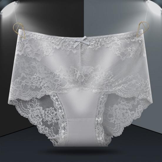 Women Panties Mid Waist Lace Hollow Out Good Breathability Butt-lifted Underpants Solid Color Moisture-wicking Briefs for Sport Work