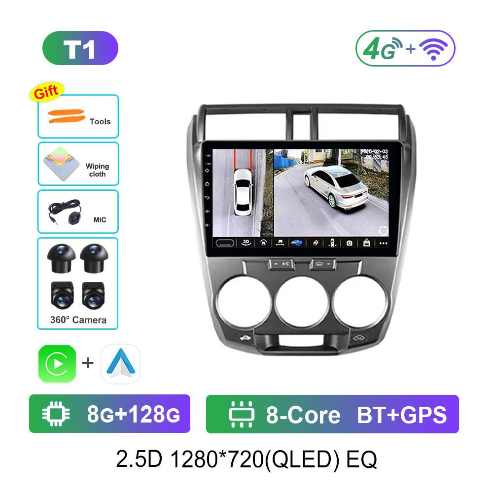 for Honda City 2008 - 2014 Android 14 Intelligent System Car Radio Multimedia Video Player 4G GPS Navi WiFi Split Screen