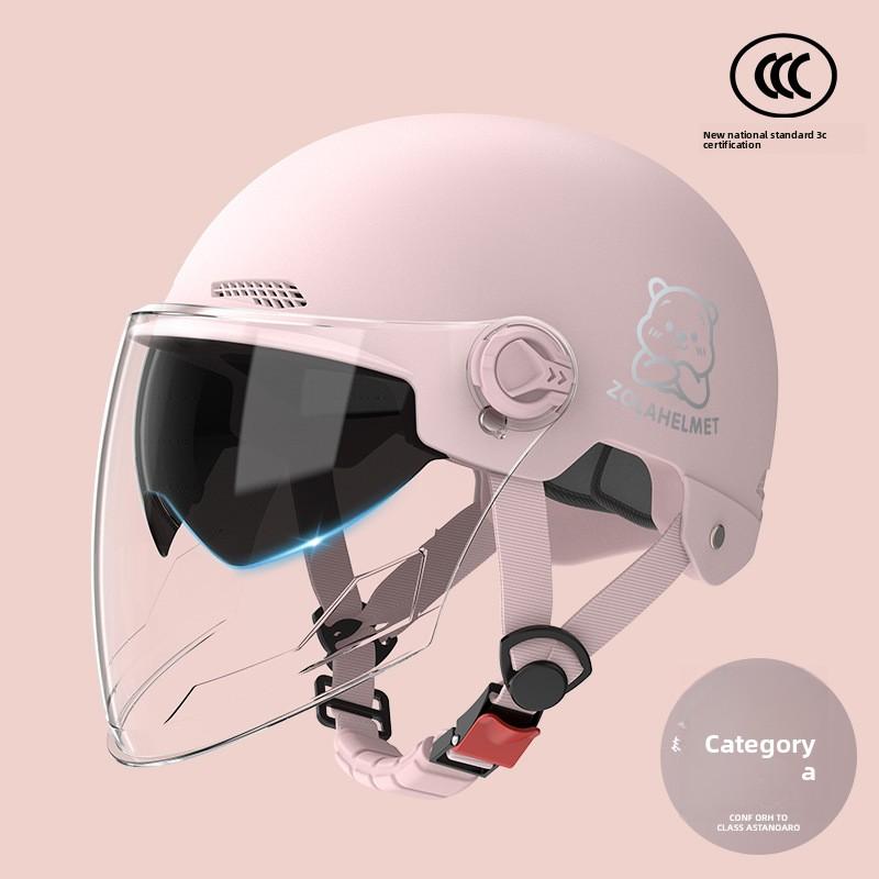 Helmet Electric Car Women's 3c Summer Helmet Double Lens Model with Ear Protection and Sun Protection Class A Riding 3C Certified Battery Car Sunshade