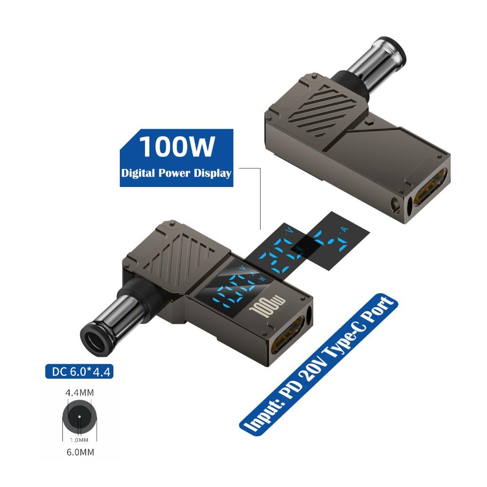 PD 100 Вт USB-C к DC Конвертер Цифровой дисплей Зарядное устройство для ноутбука Штекер для Lenovo/HP/Dell