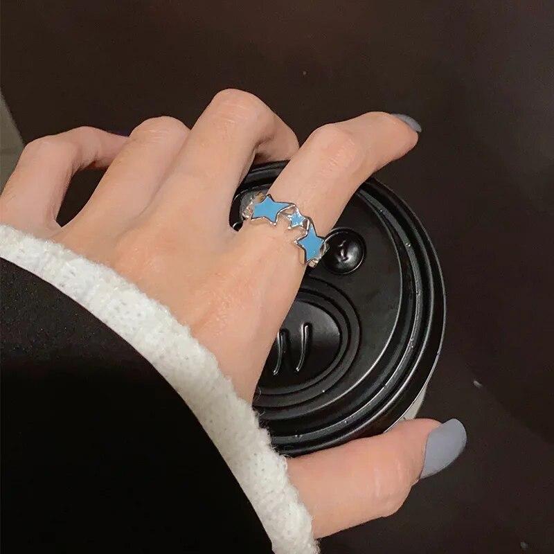 Новые изысканные открытые кольца с геометрической звездой для женщин, милые кольца с цирконом Y2K для девочек, модные вечерние украшения для вечеринок, аксессуары для пальцев, подарок