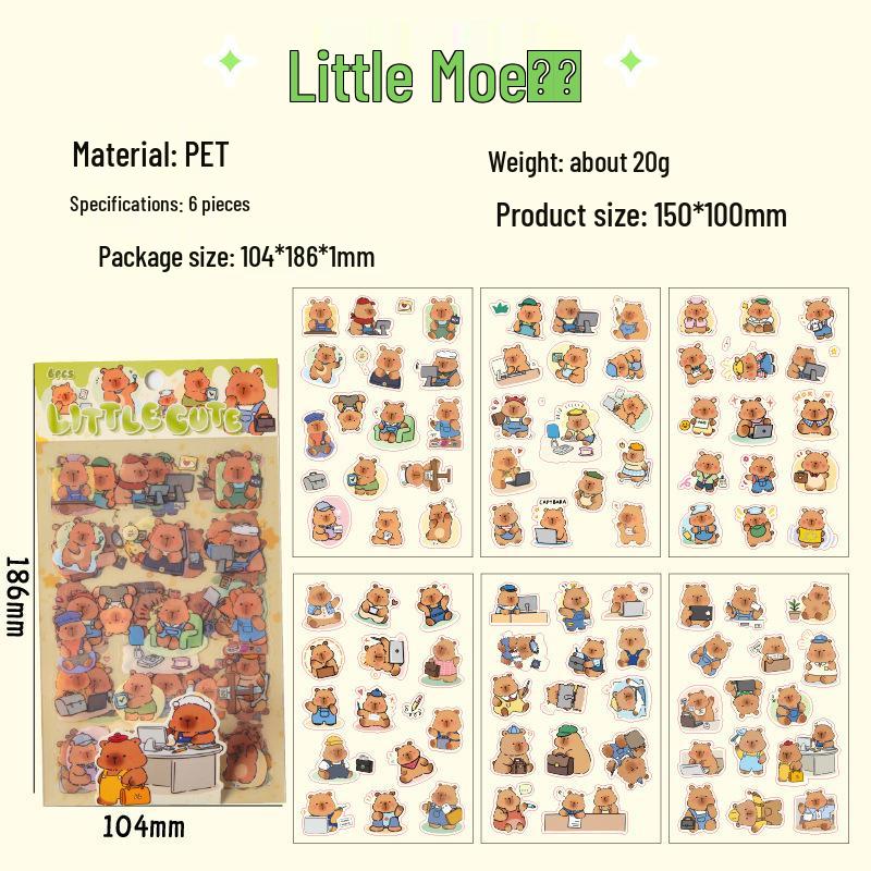 Capybara Cute Waterproof Stickers for Kids - Ins Style Collage & DIY Journal Decoration
