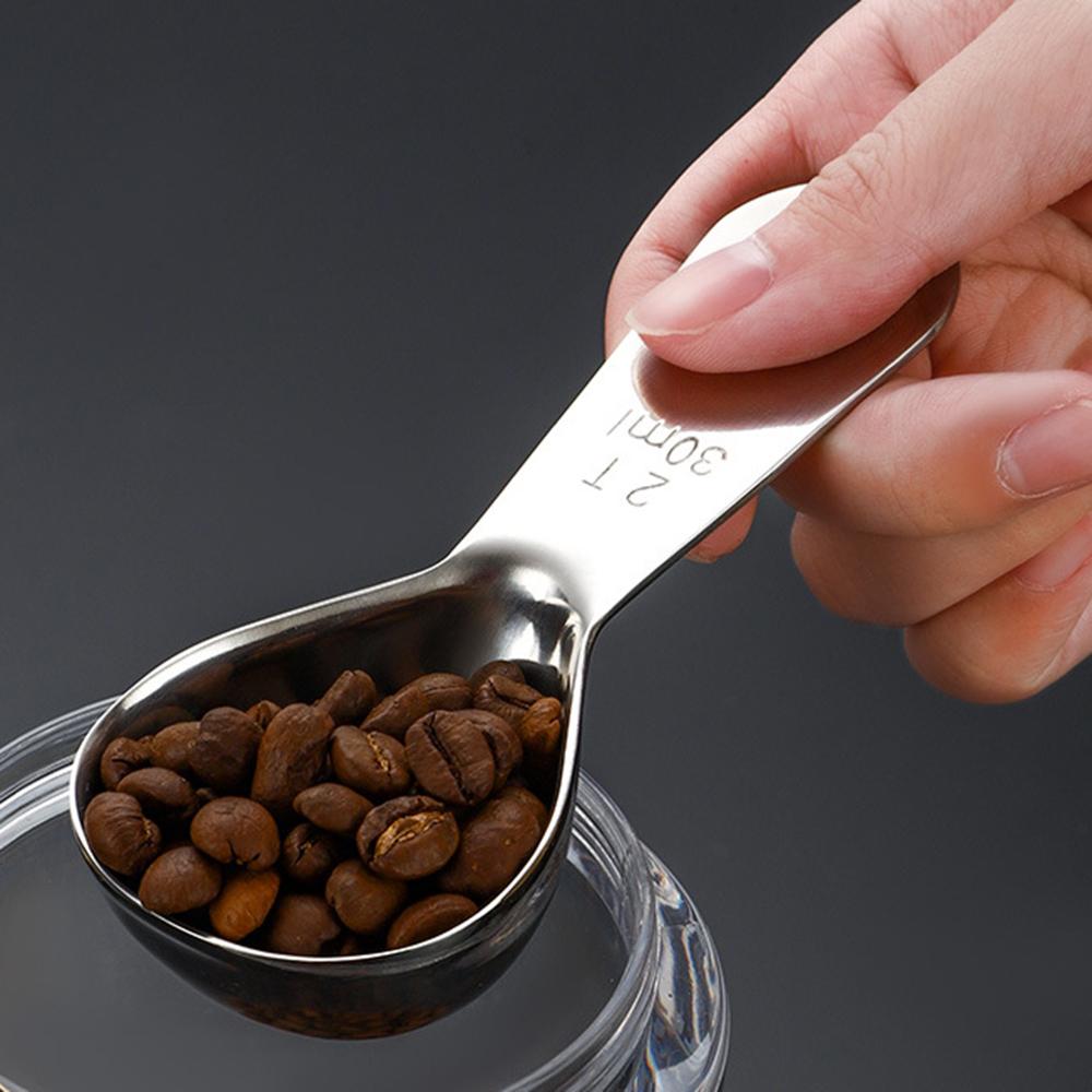 2Pcs Stainless Steel Coffee Bean Measuring Spoon Powder Scoop with Graduated Scale 30ml 15ml Baking Tools