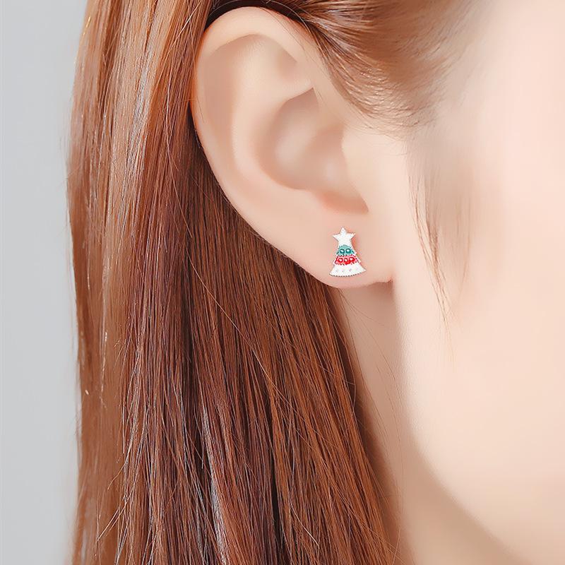 Минималистичные эпоксидные серьги-елочки: Японские и корейские серьги-пусеты в виде звезд со стразами для женщин
