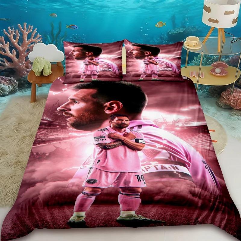 Fashion Duvet Cover Set Youth Football M-Messis Bedding Set Bedroom Decoration 2/3piece set Single/Double/Queen Large Size