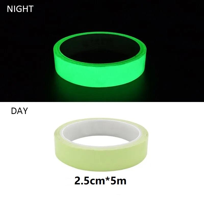 1cm/2cm/3cm/5cm*5M Glow In The Dark Tape Green Luminous Photoluminescent Luminescent Emergency Safety Egress Markers Stairs Step