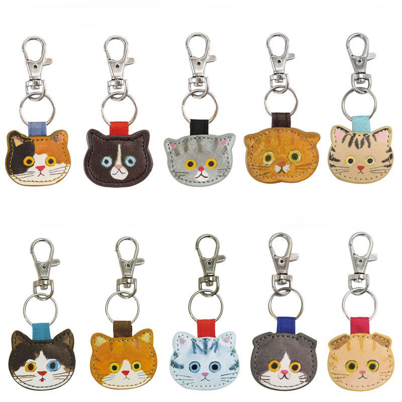 Cute Cartoon Cat Keychains PU Material Lovely Cat Funny Keychain Children Schoolbag Zipper Puller