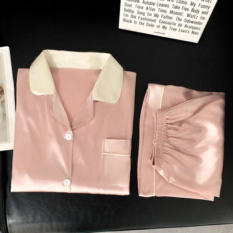 Wind Pajamas Girls Short-Sleeved Shorts Feel Cold Silk Cool High-Value Casual Loungewear Real Shot