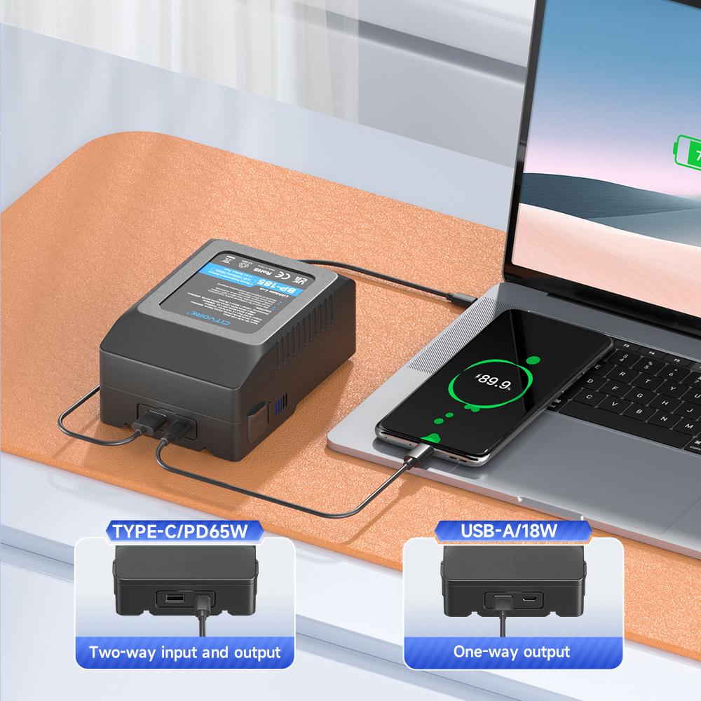 Аккумулятор с V-образным креплением BP-185 USB для Sony HDCAM, XDCAM, цифровых кинокамер, светодиодной подсветки, DSLR BMPCC 4K, мониторов и других видеокамер