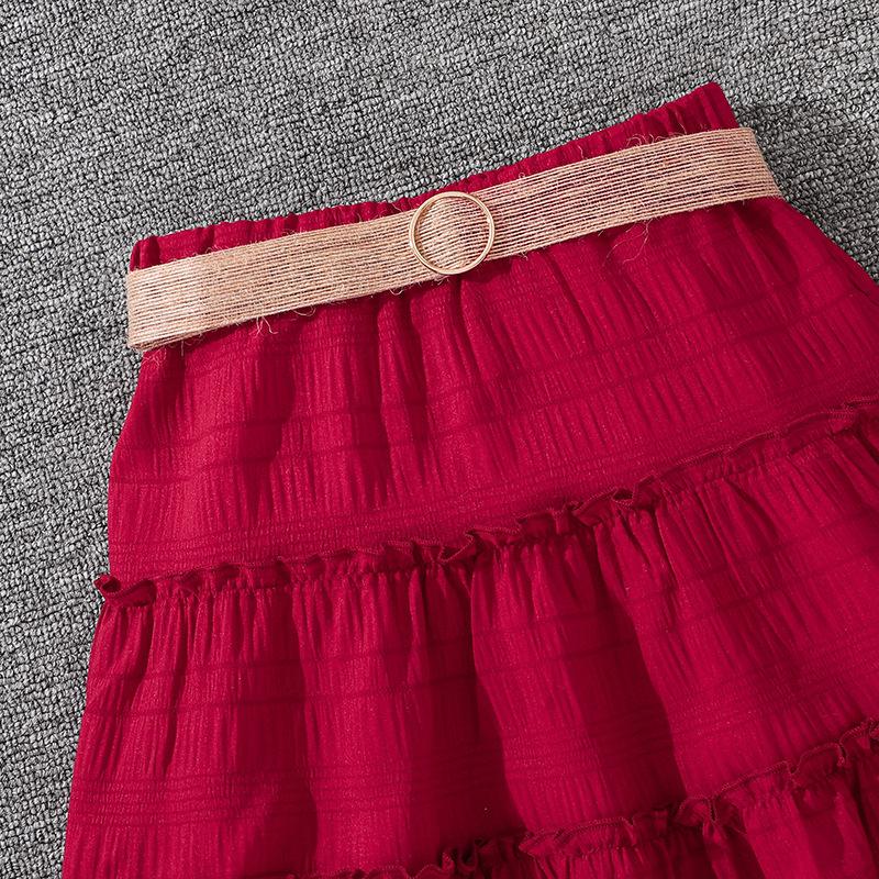 Комплект одежды для девочек, летний детский топ с открытыми плечами и короткими рукавами, комплект с юбкой Sweet Cake