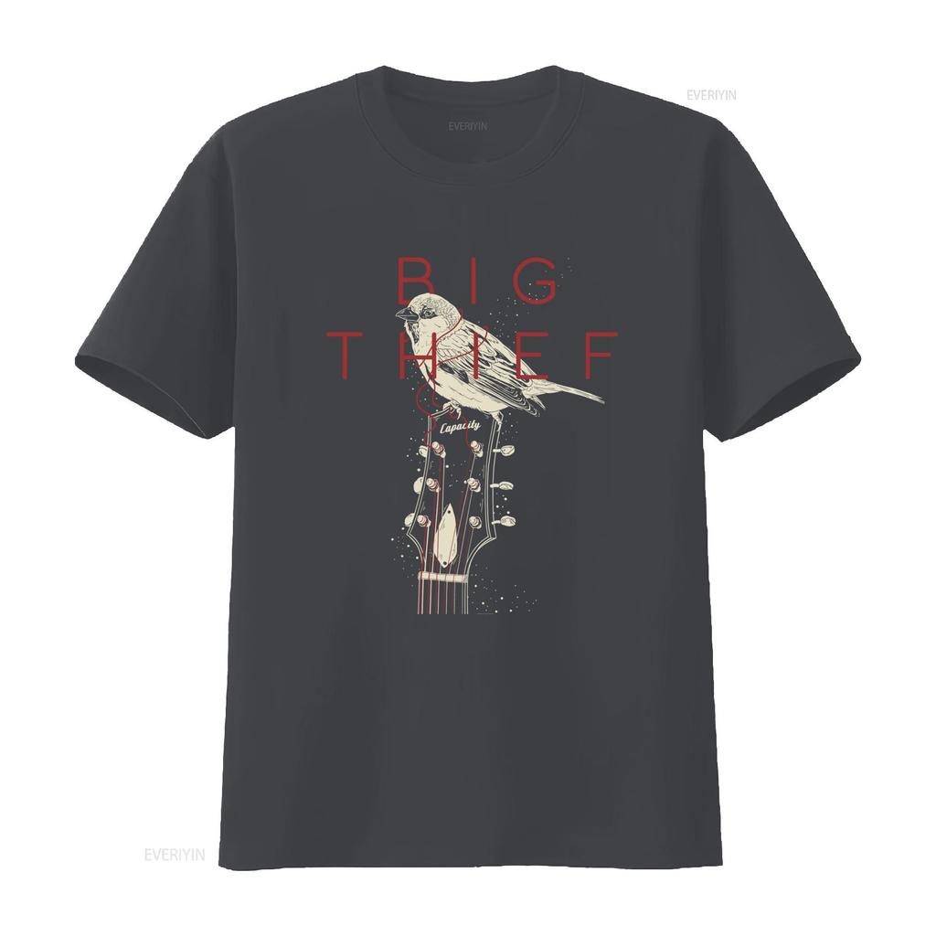 Vintage Indie Rock Big Thief Bird Guitar Line Art Print Casual T Shirt vintage Washed Stylish homme graphic Unisex Slightly