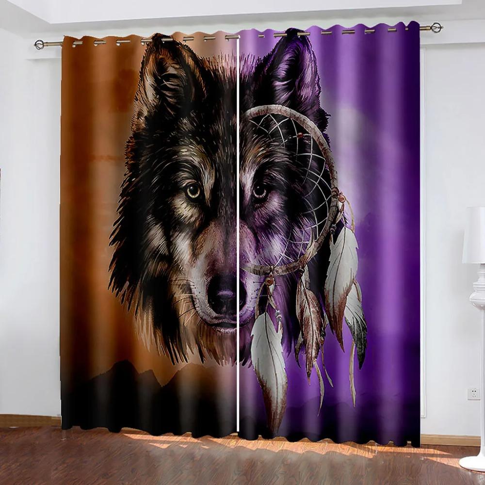 3D Print Rose Lion Tiger Wolf  Animal Shading Windowpane Drape for Children ' s Livingroom Space Bedchamber Kicthen Door HallHouseholdDecoration