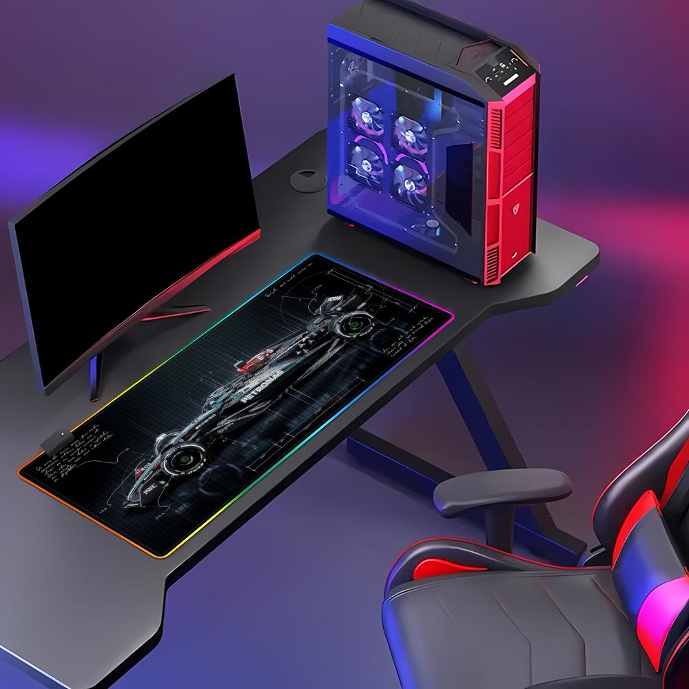 RGB 1 шт. Коврик для мыши, Модный гоночный узор, Противоскользящая резиновая подложка для игрового компьютера, Премиум-дизайн PC Racing, Большой коврик для мыши