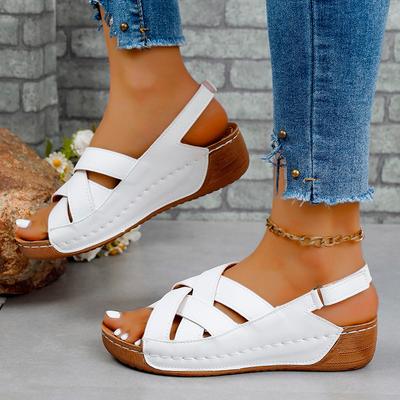 Женские шлепанцы на танкетке и толстой платформе больших размеров, повседневные сандалии, летний новый стиль 2025