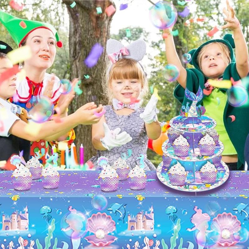 Mermaid Cake Stand 3 Tier Mermaid Party Supplies Mermaid Tail Cupcake Stand Holder for Girls Under The Sea Mermaid Theme Party Birthday Party Favors