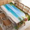 Tropical Beach Tablecloth with Pink Bougainvillea & Palm Leaves - Round Durable Table Cover Suitable for Outdoor Picnic, Party, Decor, - Hawaiian Them