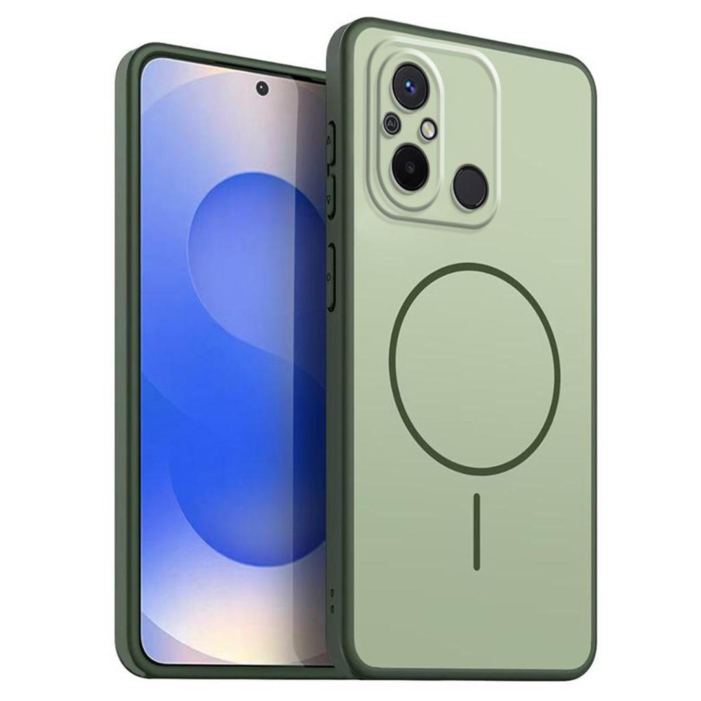 Однотонный матовый чехол из ТПУ для Xiaomi Redmi 12C Декоративная крышка с принтом кольца в стиле MagSafe