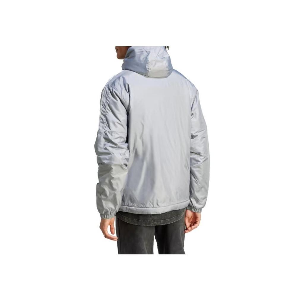 Adidas Essentials Insulated Hooded Jacket Logo Print Zip Long Sleeve Jacket Men Jacket Gray IK5684