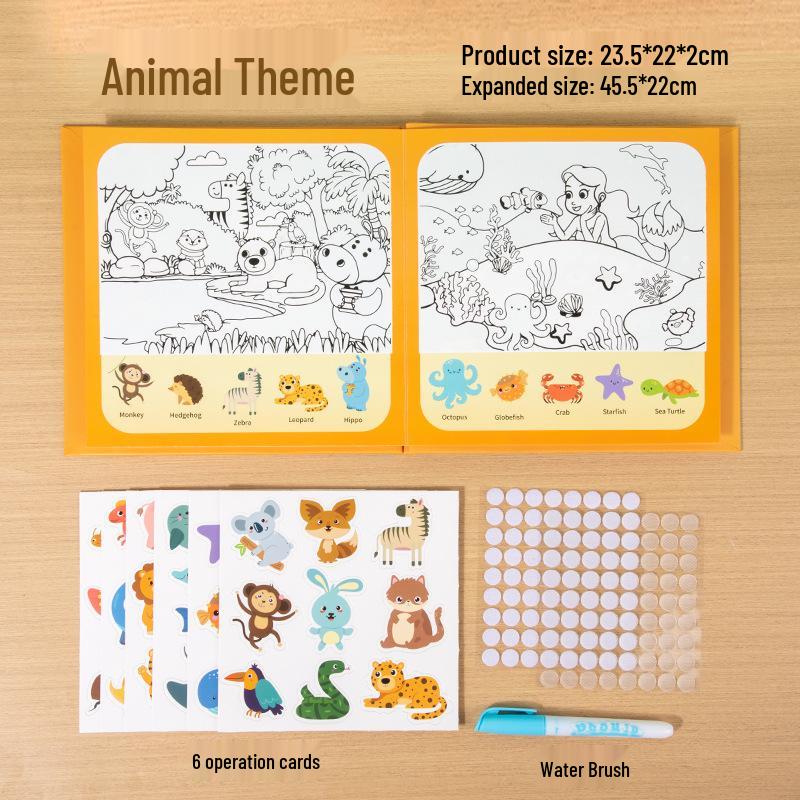 Детская книжка для рисования водой и раскрашивания граффити через границу для раннего развития